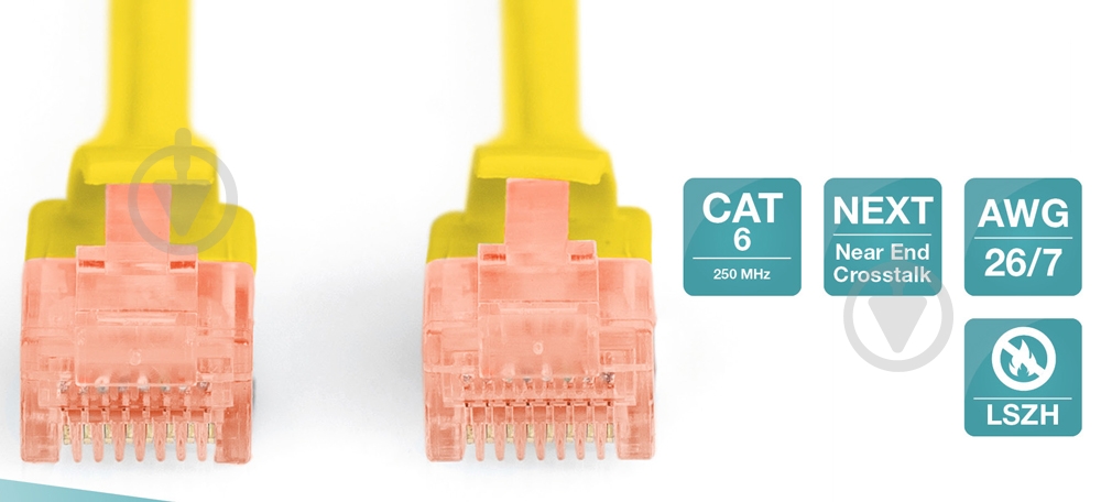 Патч-корд Digitus Cat 6 UTP AWG 26/7 Cu LSZH 5 м жовтий - фото 2 Патч-корд Digitus Cat 6 UTP AWG 26/7 Cu LSZH 5 м жовтий - фото 2