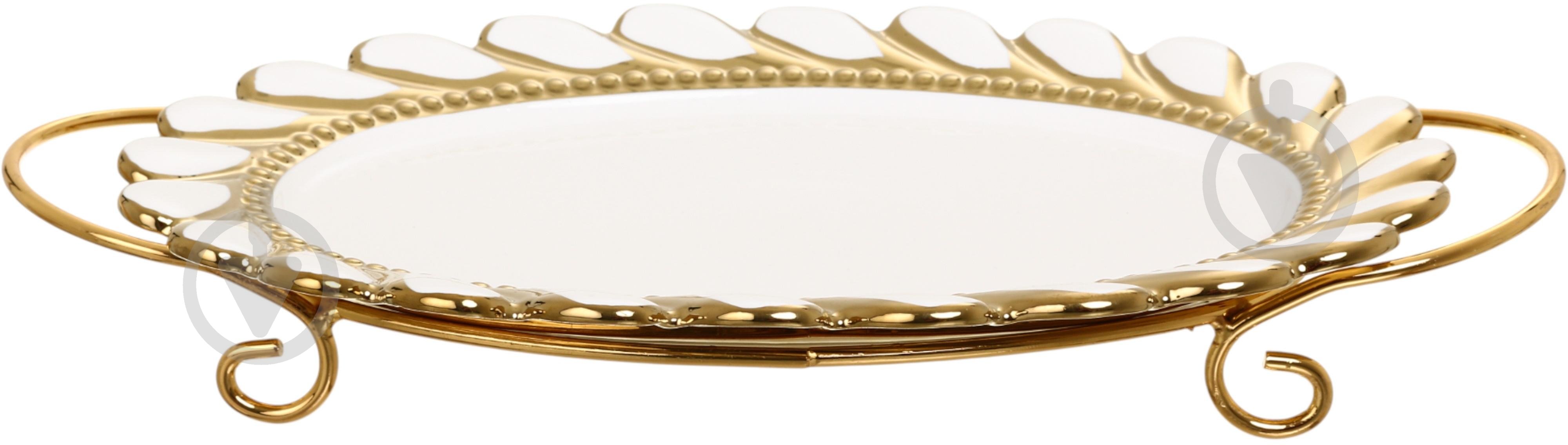 Блюдо овальное Fiora на металлической подставке Savoiardi 30х21,5х3 см фарфор - фото 4 Блюдо овальное Fiora на металлической подставке Savoiardi 30х21,5х3 см фарфор - фото 4