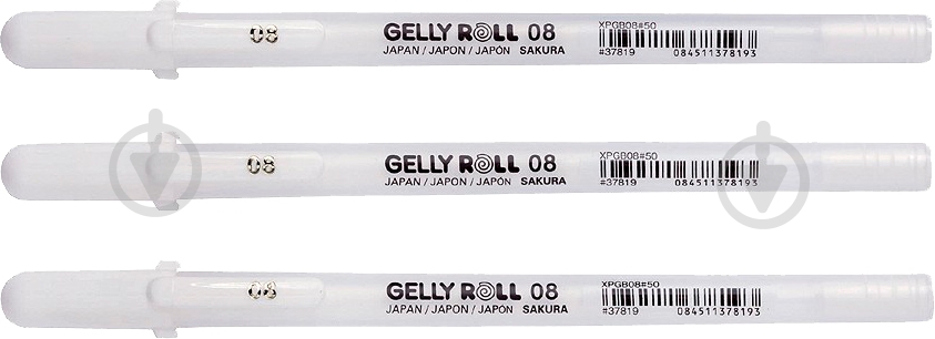 Набор ручек гелевых Sakura BASIC MEDIUM 08 белая 3 штуки POXPGBWH3 - фото 2