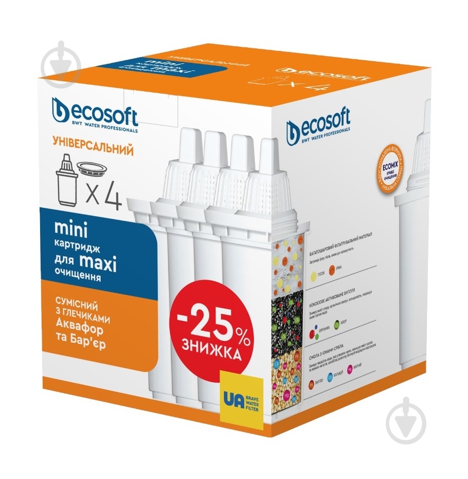 Змінний картридж Ecosoft MAX для фільтрів-глечиків 3+1 - фото 1