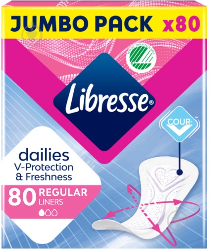 Прокладки ежедневные Libresse Dailies Fresh Regular 80 шт. - фото 1 Прокладки ежедневные Libresse Dailies Fresh Regular 80 шт. - фото 1