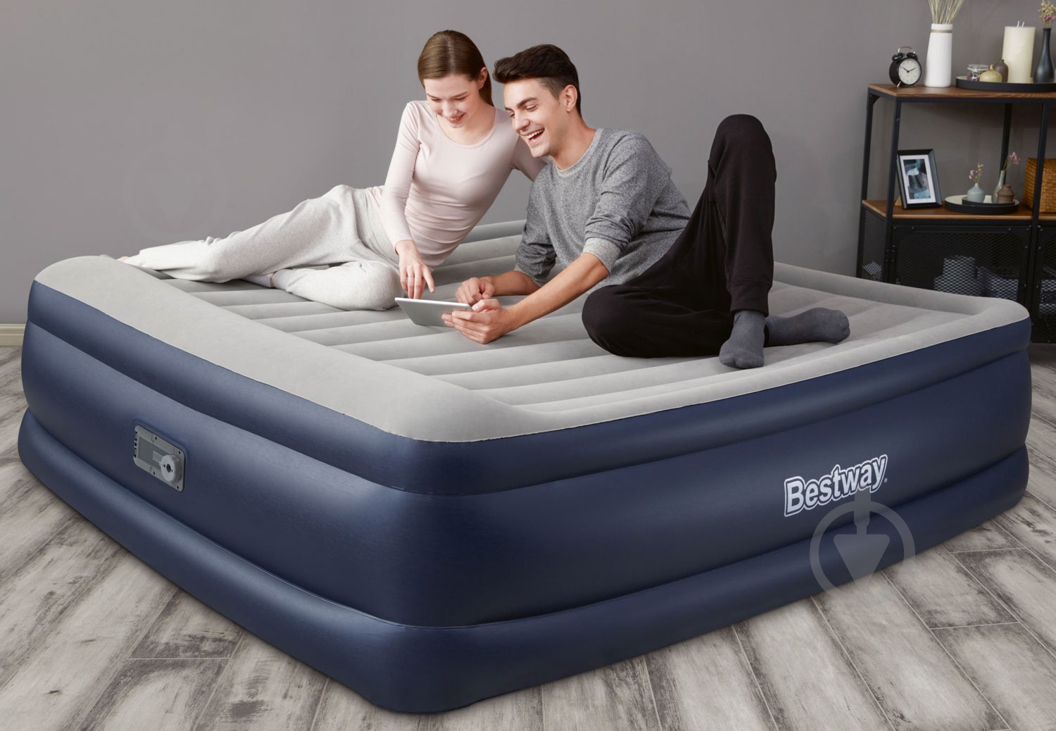 Матрас надувной Bestway 203х193 см синий с серым - фото 6 Матрас надувной Bestway 203х193 см синий с серым - фото 6