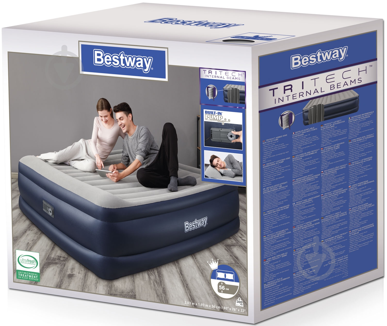 Матрас надувной Bestway 203х193 см синий с серым - фото 9 Матрас надувной Bestway 203х193 см синий с серым - фото 9