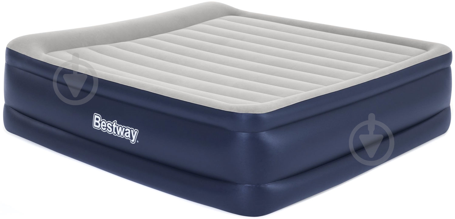 Матрас надувной Bestway 203х193 см синий с серым - фото 1 Матрас надувной Bestway 203х193 см синий с серым - фото 1