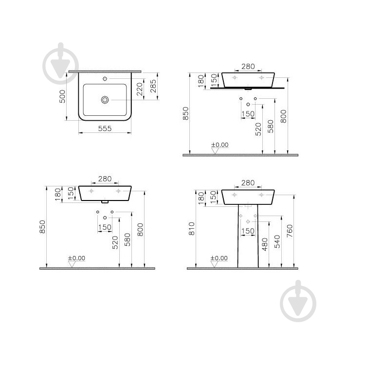 Умывальник Vitra Matrix 55 (5134B003-0001) - фото 3 Умывальник Vitra Matrix 55 (5134B003-0001) - фото 3