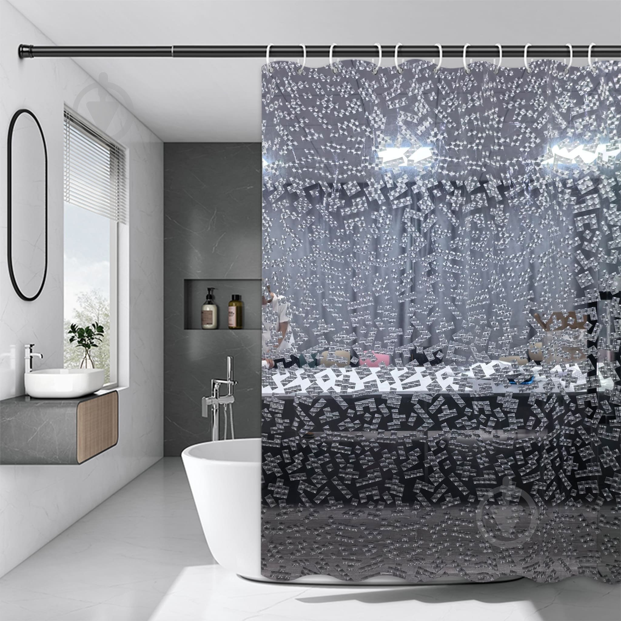 Шторка для ванни Rapal 3D Tetris, 180х180 см - фото 1