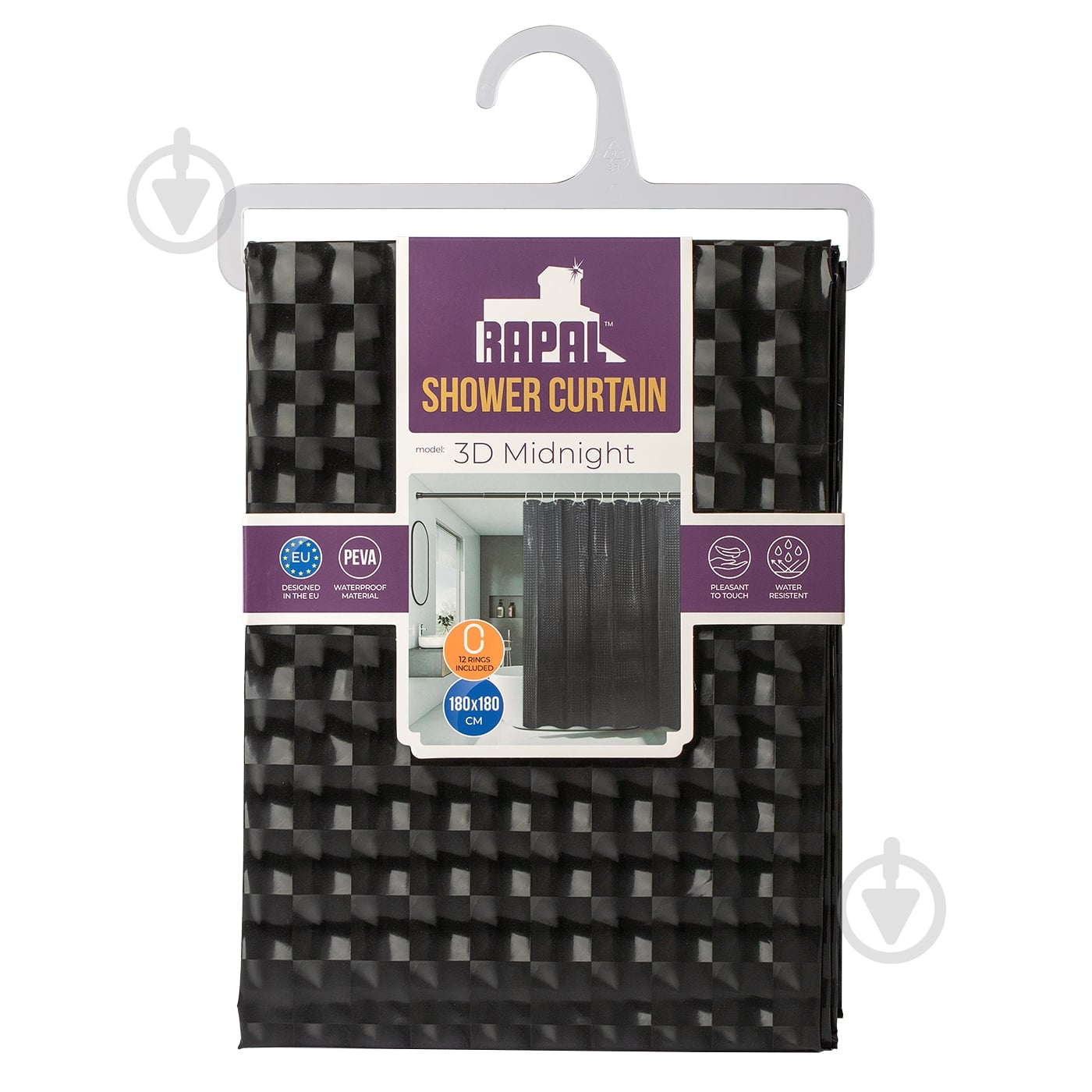 Шторка для ванны Rapal 3D Midnight 180х180 см - фото 2