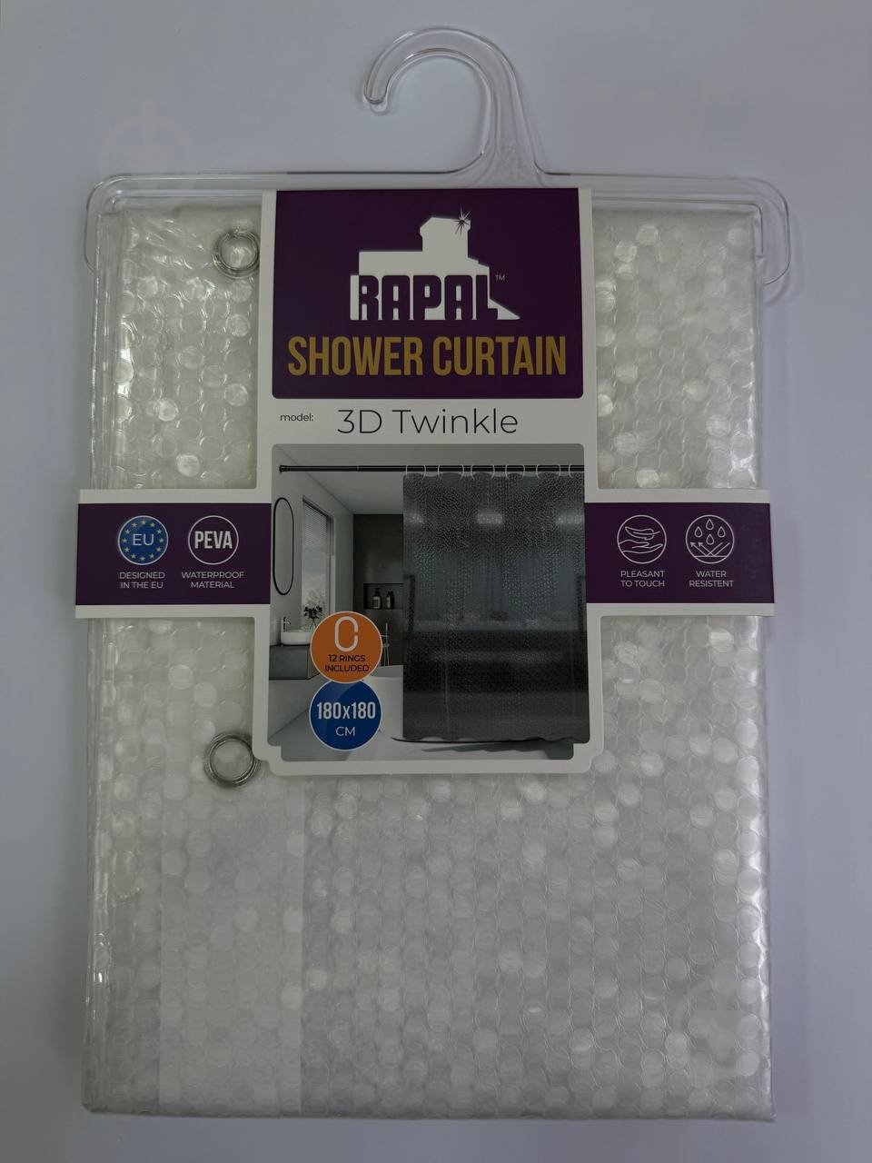 Шторка для ванни Rapal 3D Twinkle, 180х180 см - фото 2 Шторка для ванни Rapal 3D Twinkle, 180х180 см - фото 2