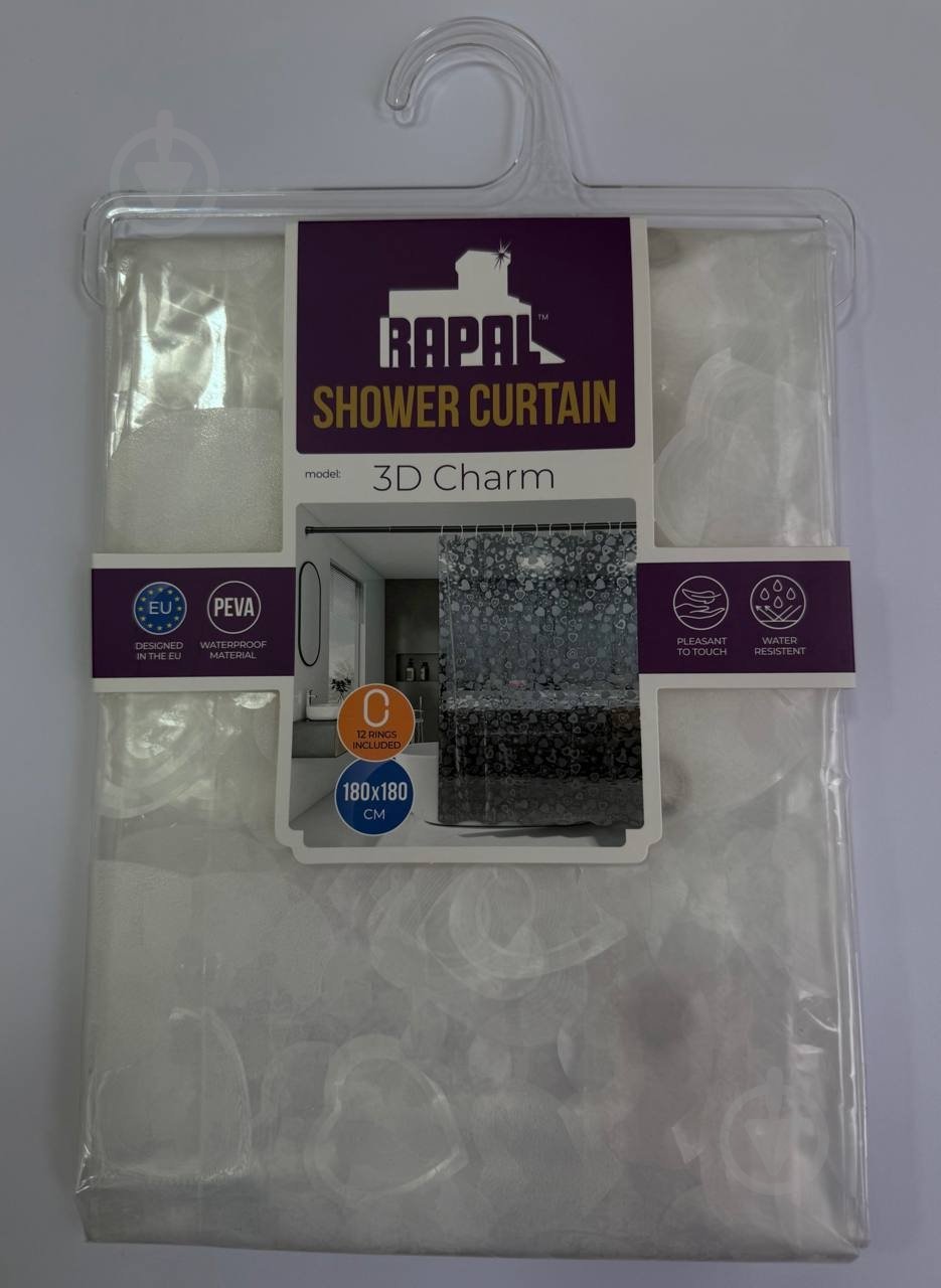 Шторка для ванни Rapal 3D Charm, 180х180 см - фото 2 Шторка для ванни Rapal 3D Charm, 180х180 см - фото 2