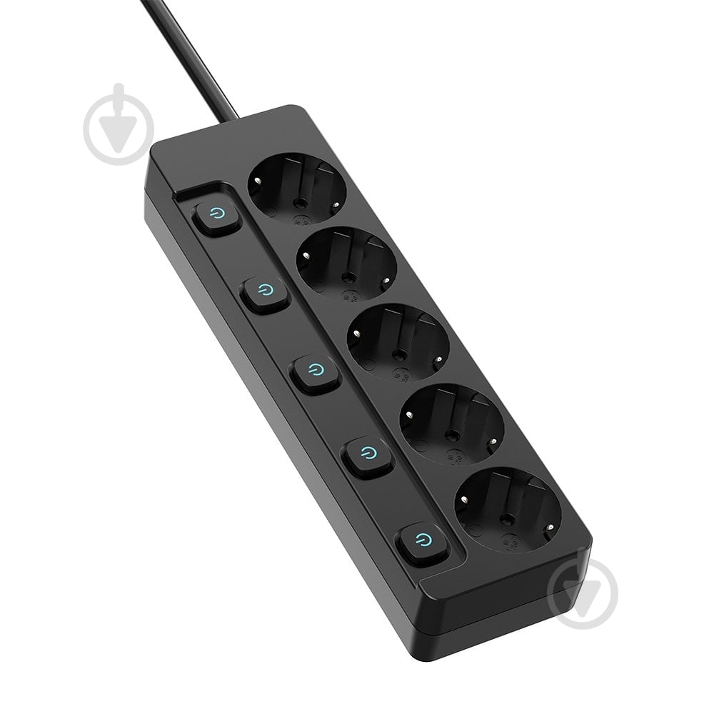 Мережевий фільтр ColorWay із заземленням 5 гн. чорний 2 м CW-PSEA52SBK - фото 3