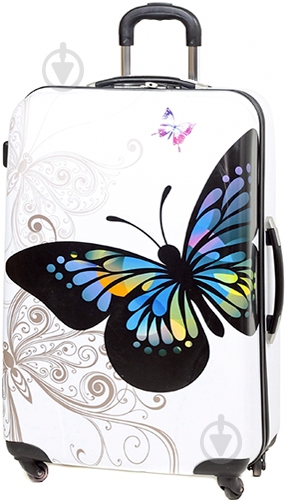 Чемодан Rock MIRO Butterfly (S) 96 л белый с рисунком 923691 - фото 1