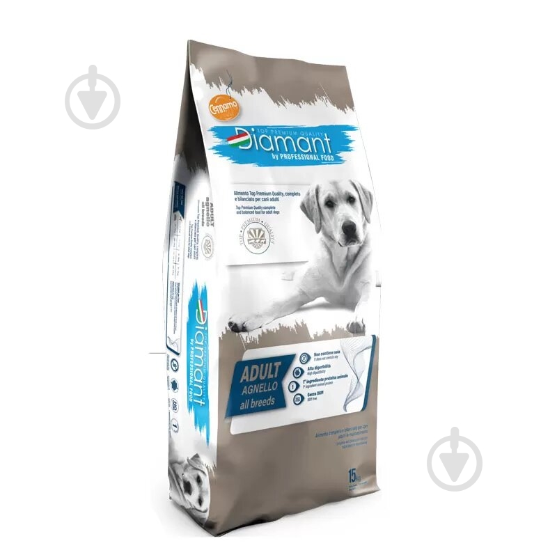 Корм сухой для собак для всех пород ТМ DIAMANT с ягненком 15 кг - фото 1