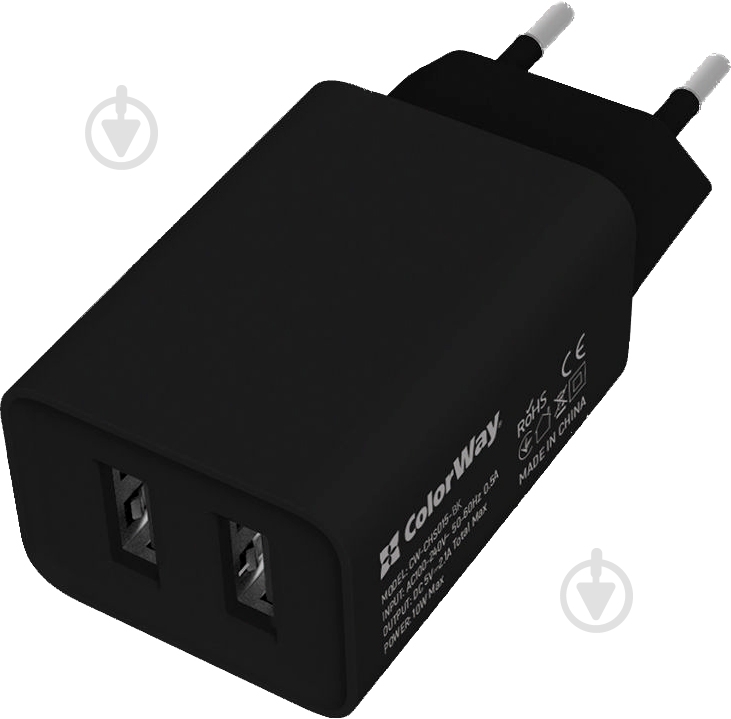 Сетевое зарядное устройство ColorWay 2 USB Auto ID 2.1A (10 W) - фото 1