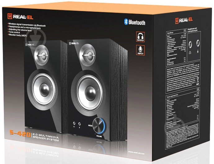 Акустическая система Real-el S-420 2.0 black EL121200011 - фото 8