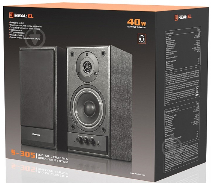 Акустична система Real-el S-305 2.0 black EL121200012 - фото 9