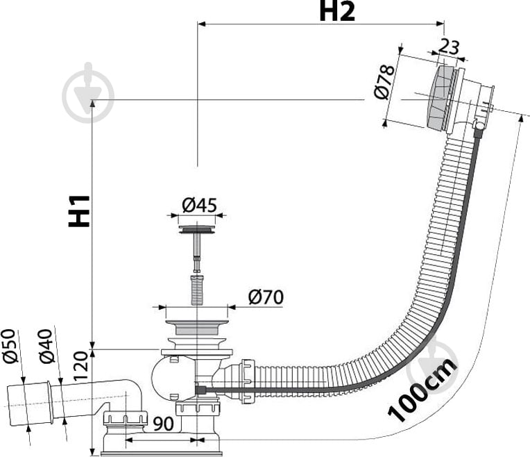 Сифон для ванны Alca Plast - фото 2