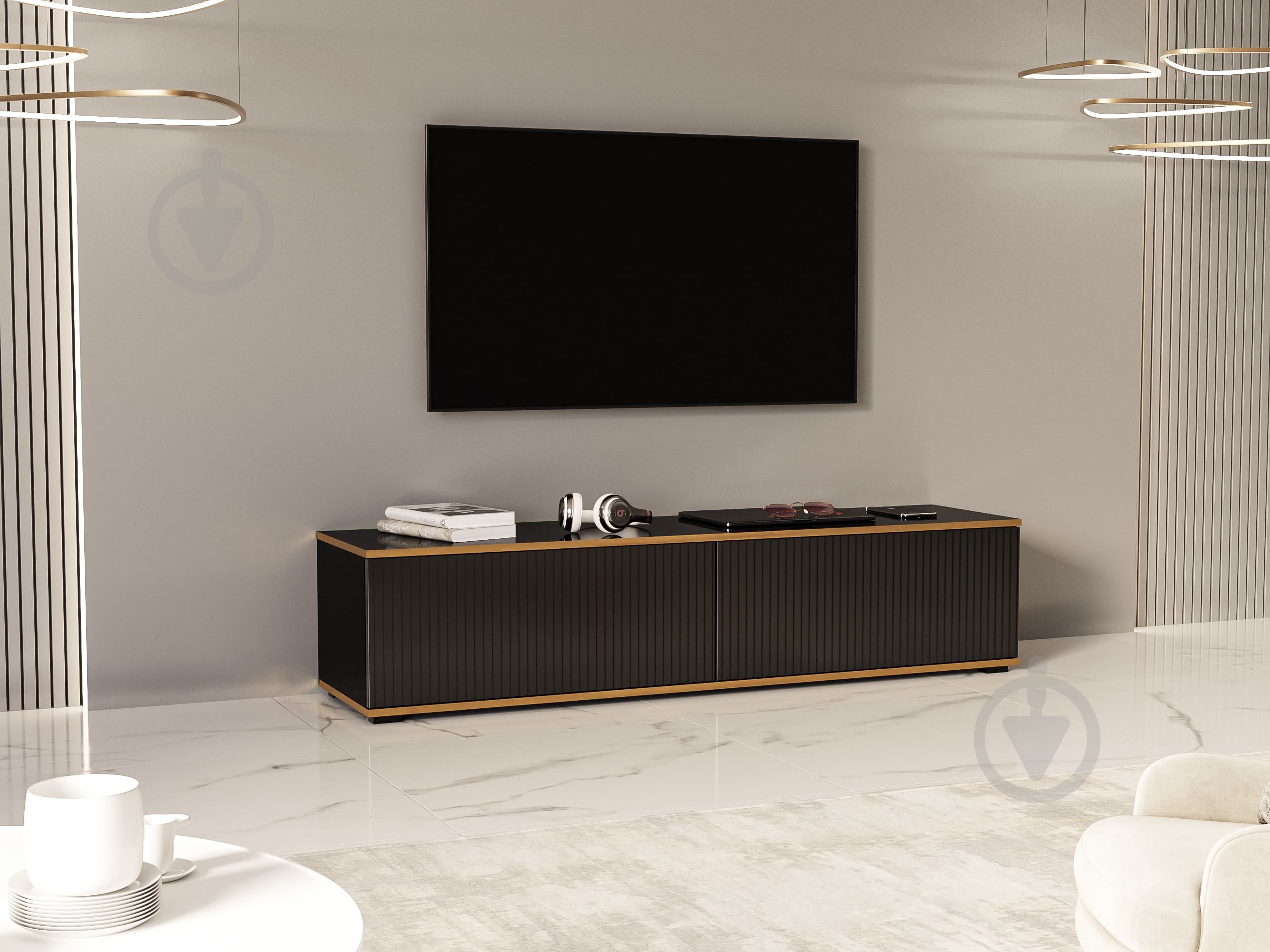 Тумба під ТВ Infinity LUX 1600x350x400 мм чорний - фото 3 Тумба під ТВ Infinity LUX 1600x350x400 мм чорний - фото 3