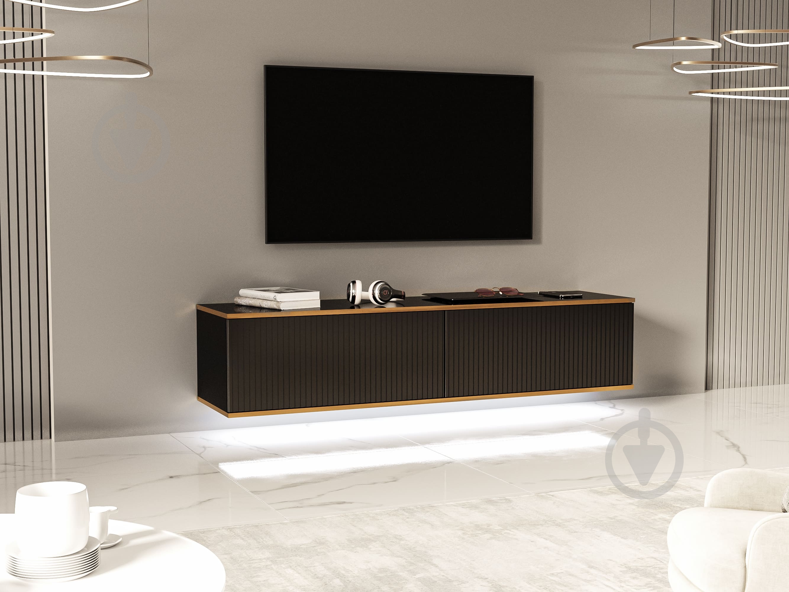 Тумба під ТВ Infinity LUX 1600x350x400 мм чорний - фото 2 Тумба під ТВ Infinity LUX 1600x350x400 мм чорний - фото 2