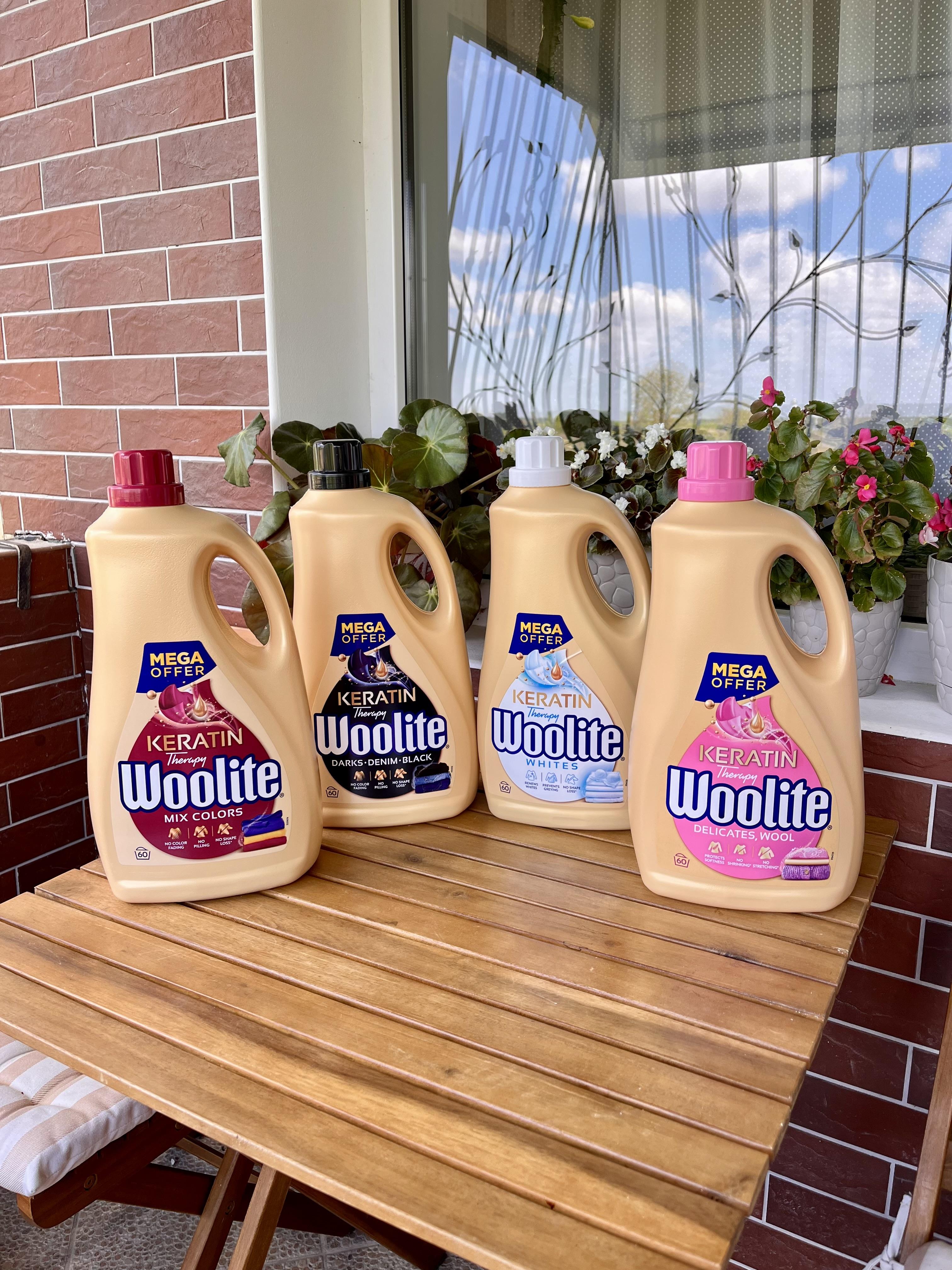 Гель для машинного та ручного прання Woolite для кольорових тканин з кератином 3,6 л у реальних умовах використання від користувача Олена.