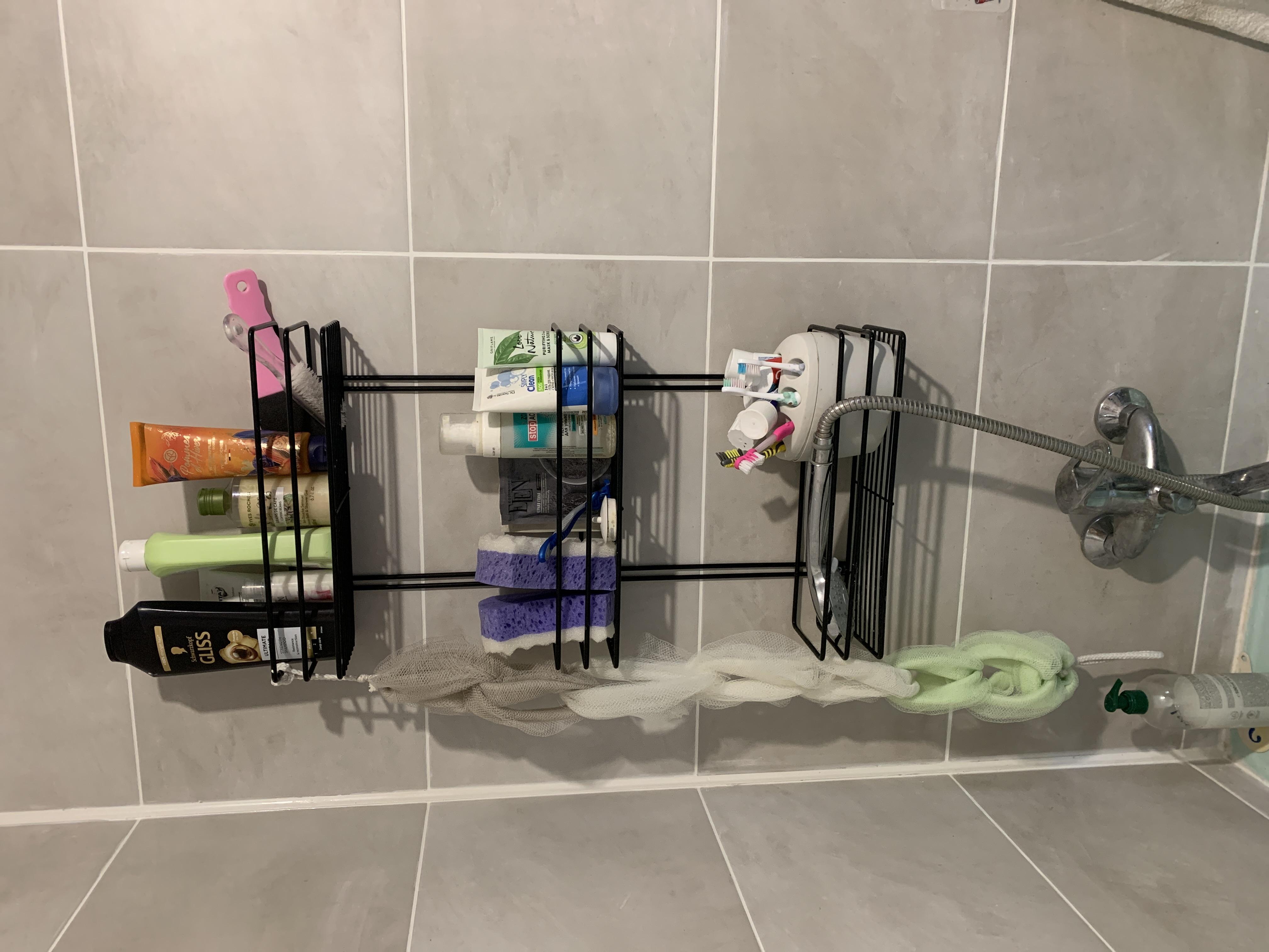 Полка для ванной 3-ярусная 35 см черная в реальных условиях использования от покупателя Анастасия.