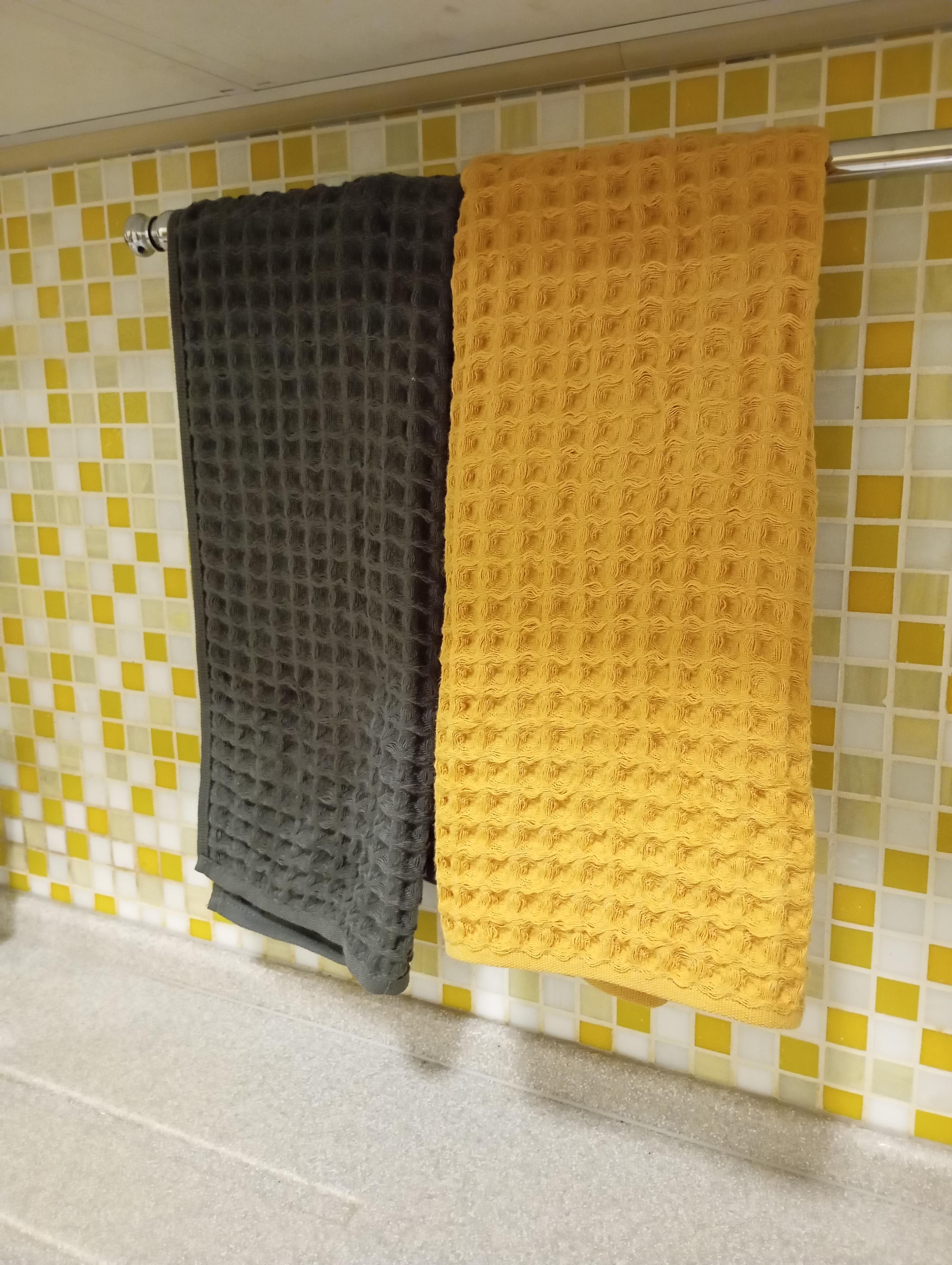 Набір кухонних вафельних рушників 35x75 см 100% бавовна 4 шт. Жовтий (561035) у реальних умовах використання від покупця Ксенія.