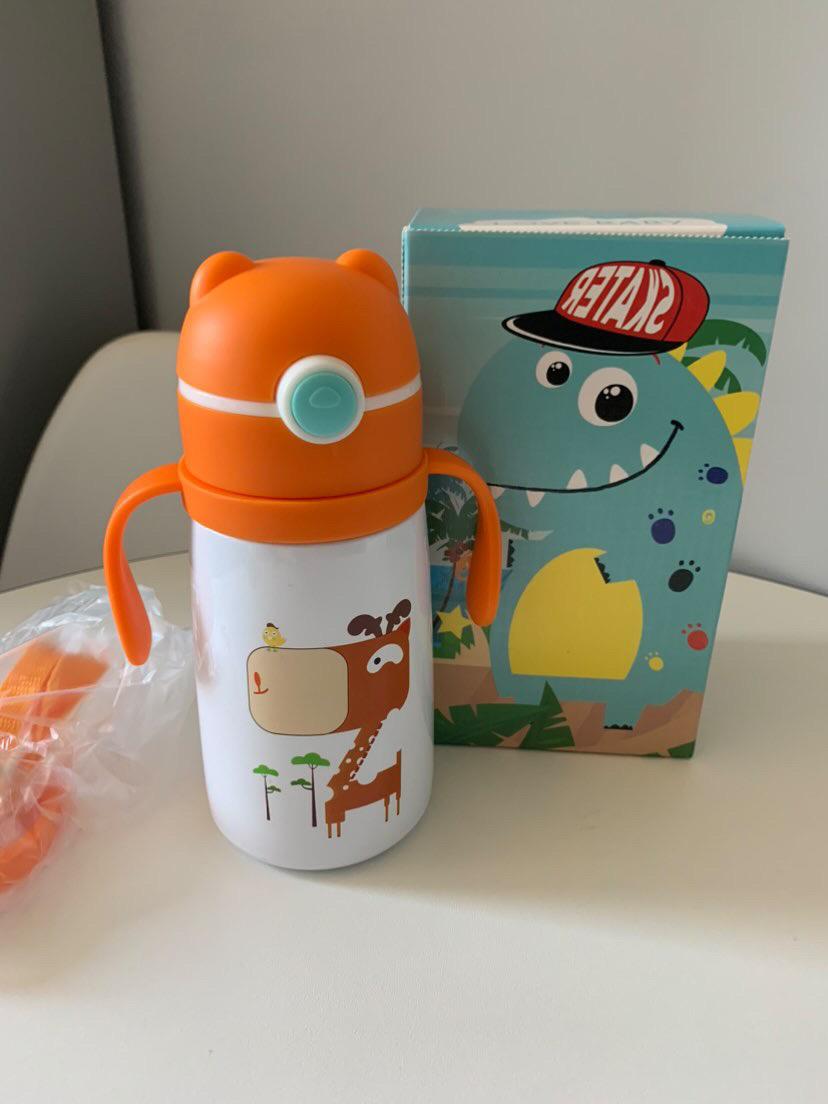 Термос детский с трубочкой ручками и ремешком 360 мл Помаранч (LJC-613) в реальных условиях использования от покупателя Ангеліна.