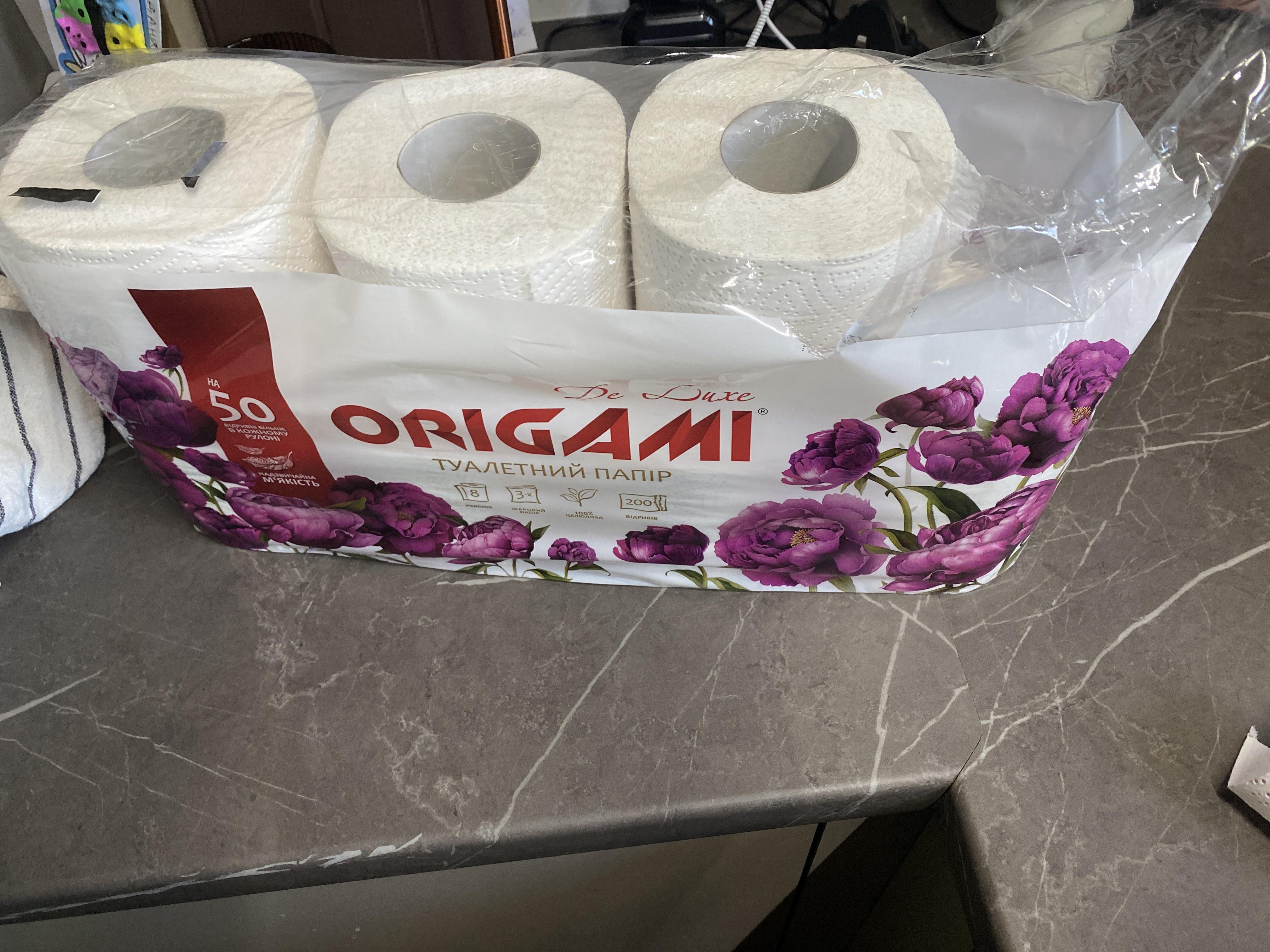 Туалетний папір ORIGAMI De Luxe тришаровий 8 шт. у реальних умовах використання від користувача Юрій.