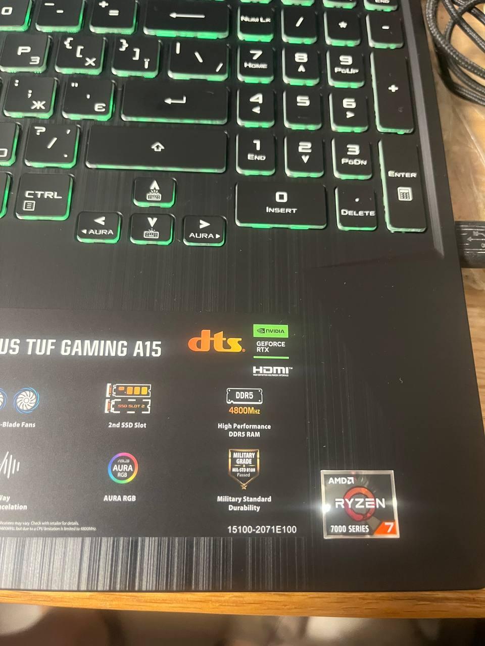 Ноутбук Asus TUF Gaming A15 FA506NCR 15,6" (90NR0JV7-M002L0) graphite black у реальних умовах використання від користувача Александр.