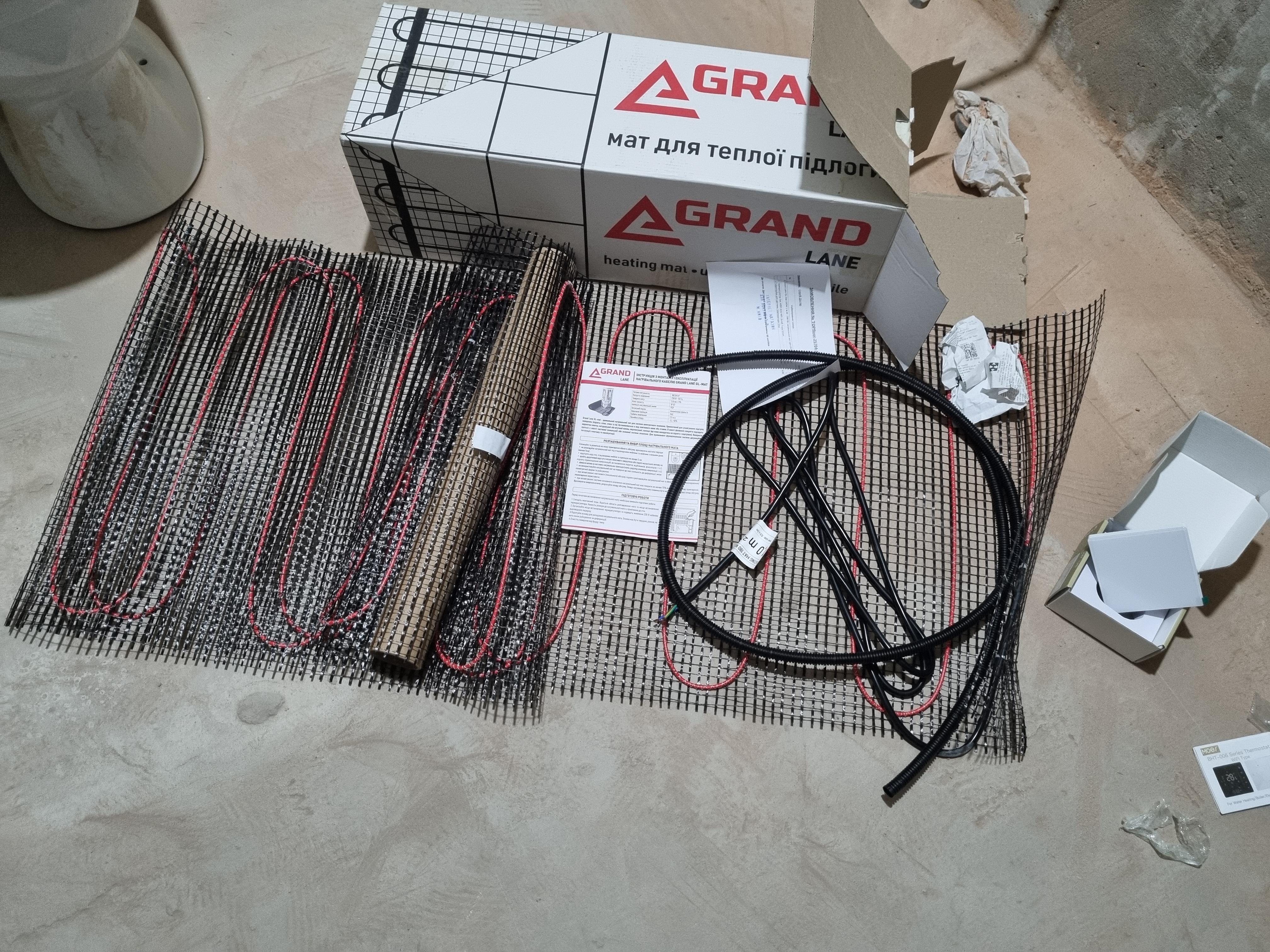 Теплый пол Grand Lane GL-mat 3 м2 540 Вт нагревательный мат glm5430k6 и WiFi сенсорный программируемый терморегулятор Черный в реальных условиях использования от покупателя Сергій.