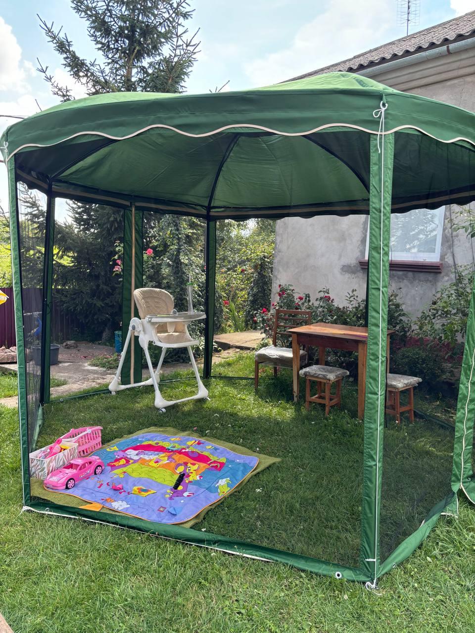 Фото: Павильон садовый шестиугольный тканевый с москитной сеткой 3,6 м, отправлено пользователем Христина Павильон садовый шестиугольный тканевый с москитной сеткой 3,6 м в реальных условиях использования от пользователя Христина.