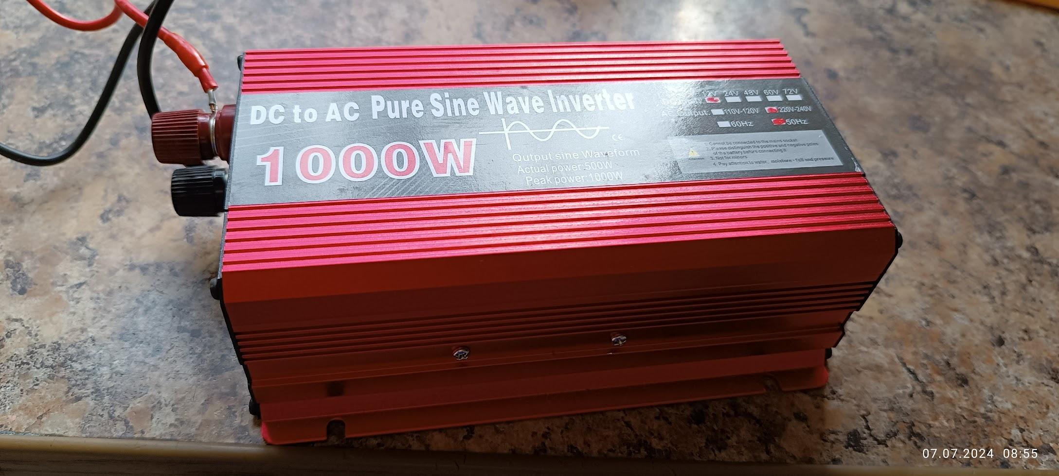 Инвертор с чистым синусом 1000 W 12 V в реальных условиях использования от пользователя Володимир.