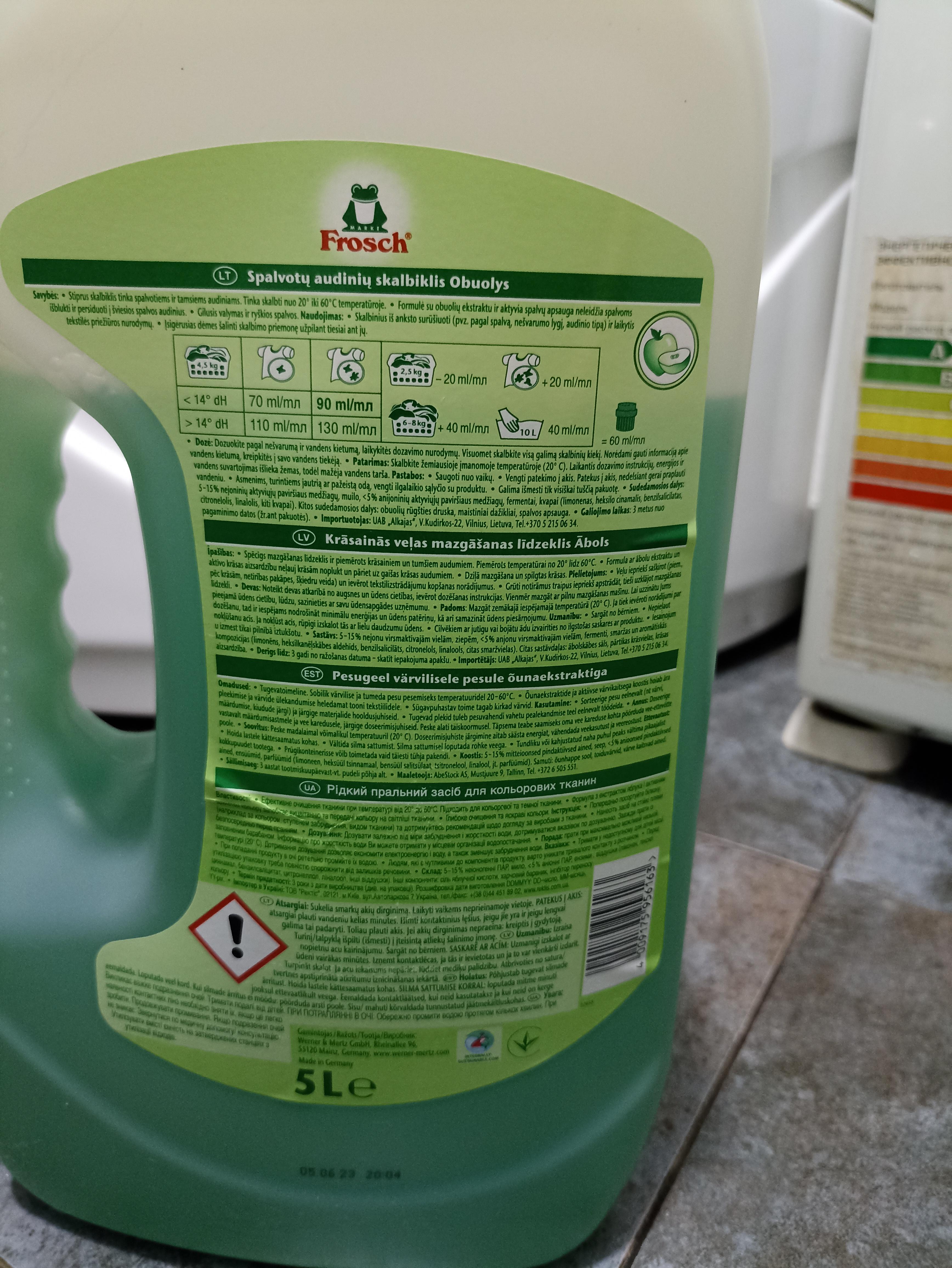Гель для машинного прання Frosch Яблуко 5 л у реальних умовах використання від покупця Галина.