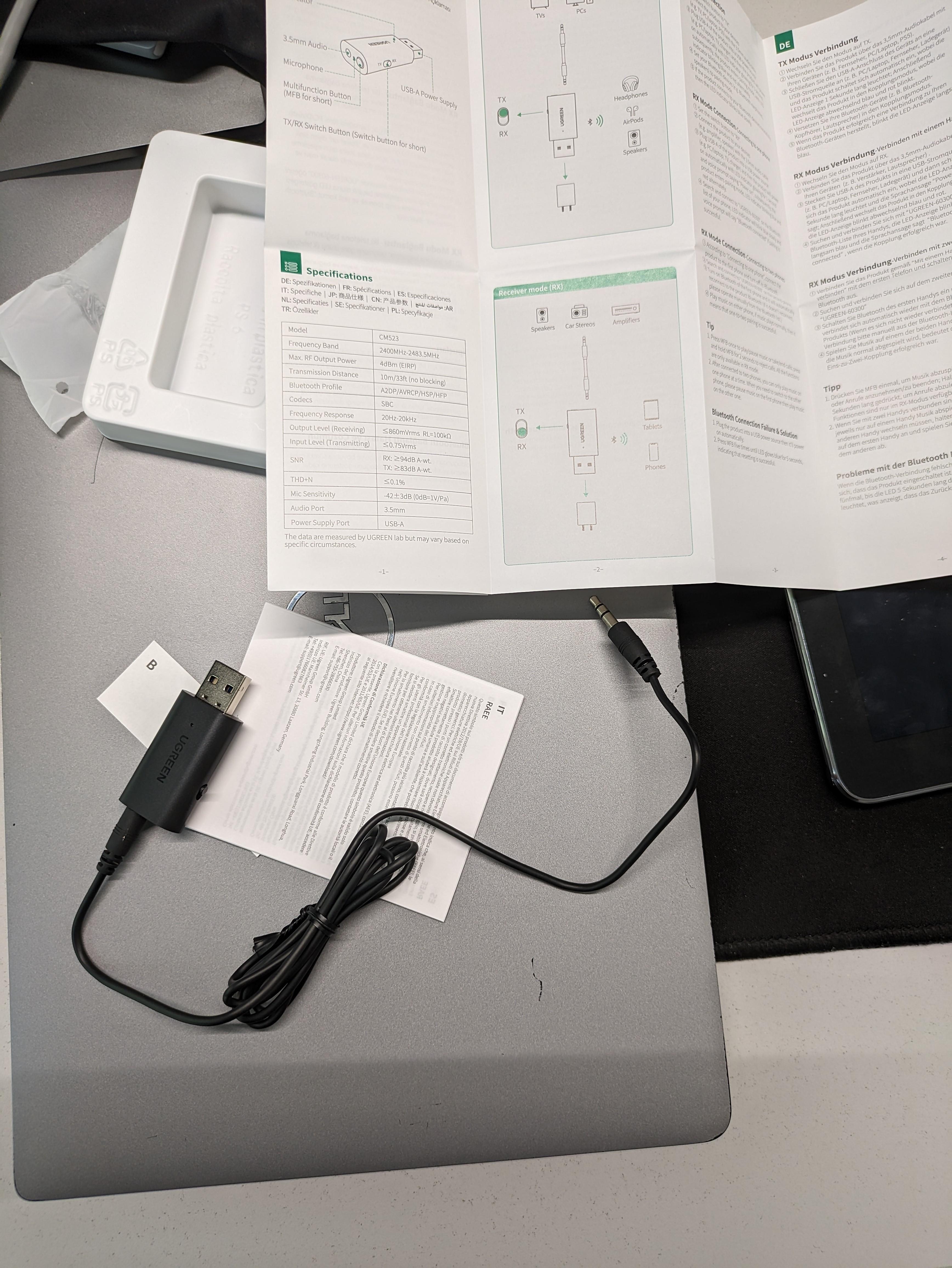 Фото: Адаптер UGREEN Bluetooth 5.1 приймач-передавач USB-3,5 мм minijack з мікрофоном AUX стерео Чорний (60300), надіслане покупцем Влад Адаптер UGREEN Bluetooth 5.1 приймач-передавач USB-3,5 мм minijack з мікрофоном AUX стерео Чорний (60300) у реальних умовах використання від покупця Влад.