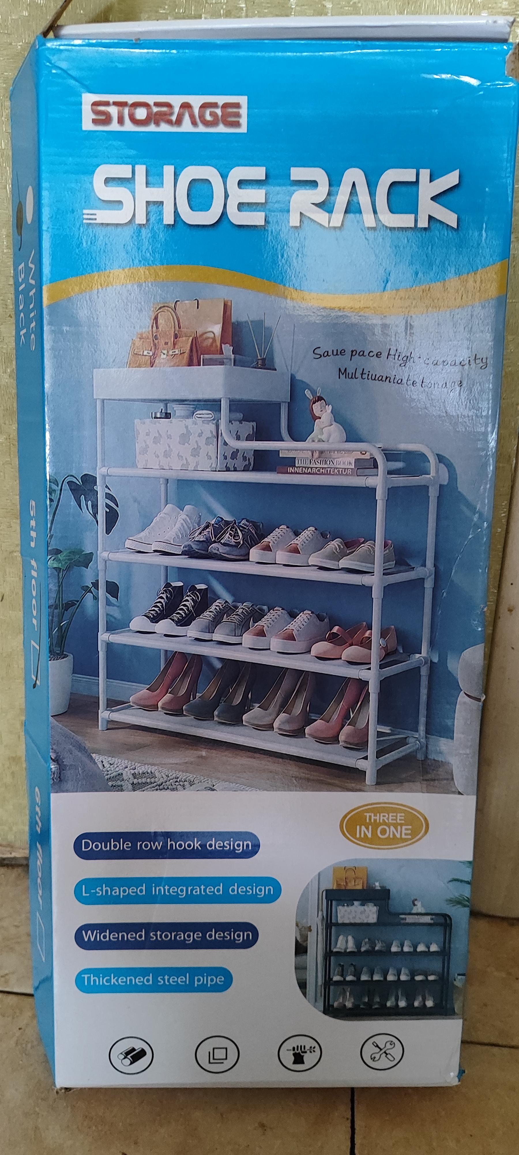 Полка для обуви складная Shoe Rack 5 ярусов 15 пар алюминиевые трубы Черный/Серебристый (TP-372) в реальных условиях использования от покупателя Олена.