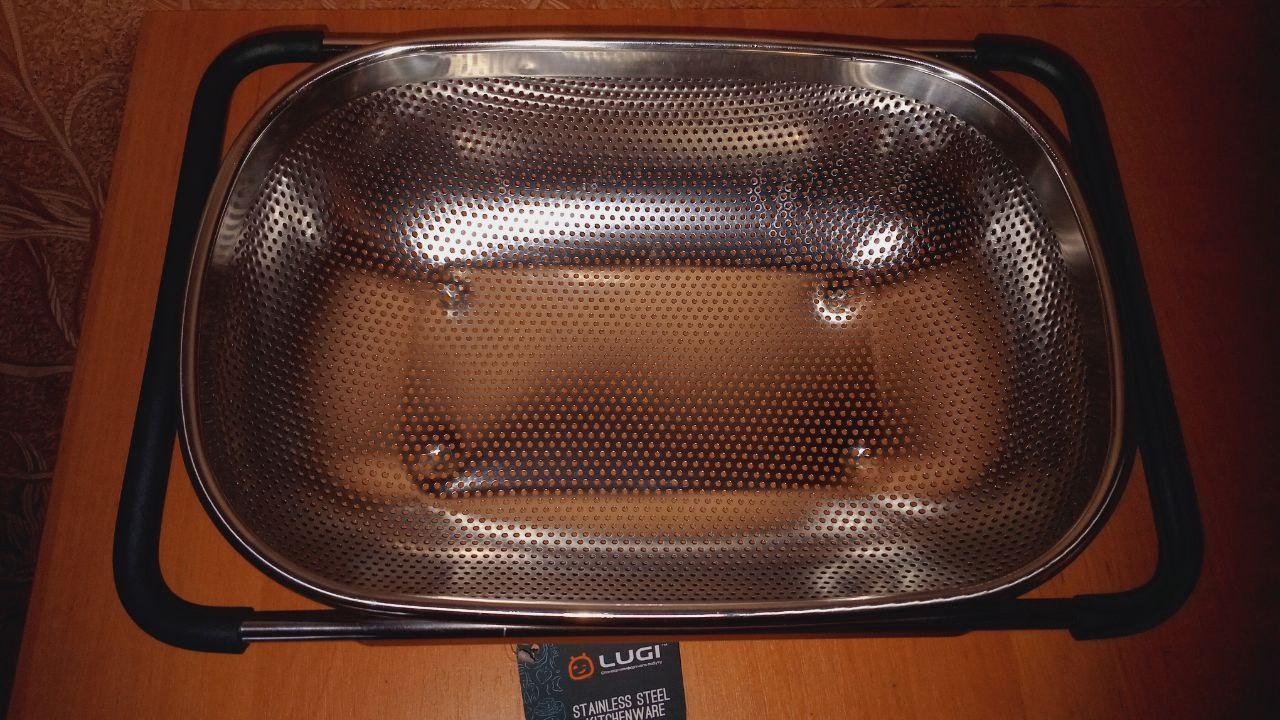 Дуршлаг-сито на раковину для мытья продуктов 34х23,5х9 см (HP-19-17) в реальных условиях использования от пользователя Соня.