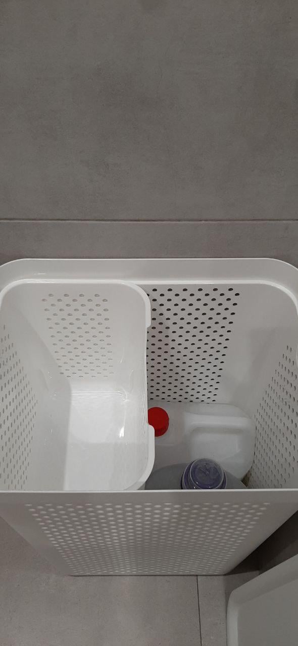 Кошик для білизни Алеана Simple з органайзером 45 л білий у реальних умовах використання від користувача Арсеній.