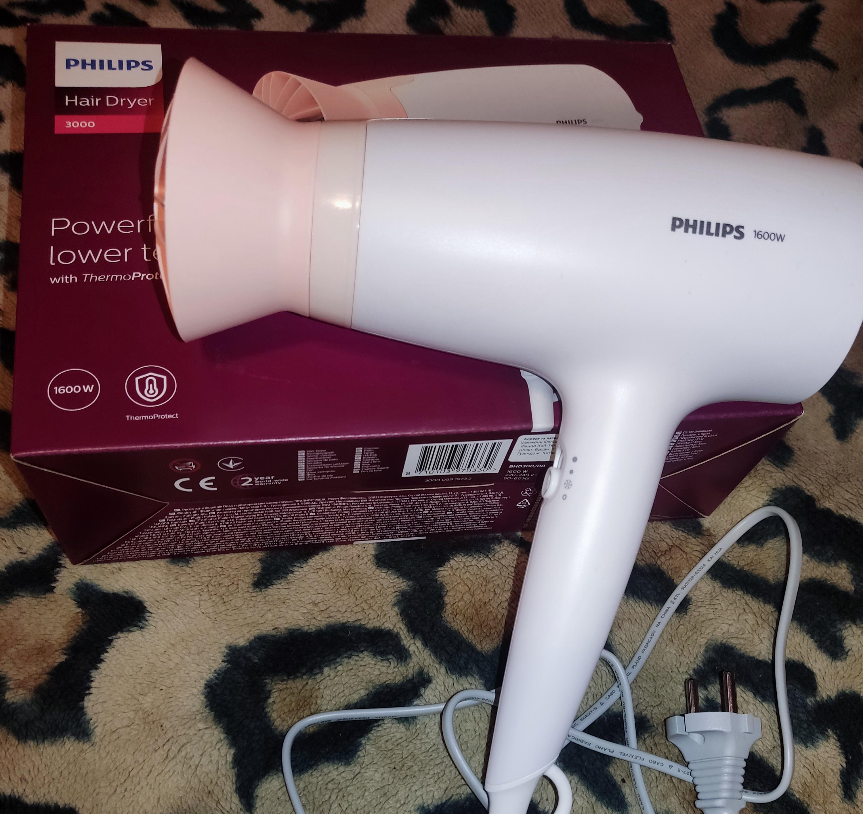 Фен Philips Series 3000 BHD300/00 в реальных условиях использования от пользователя Диана.