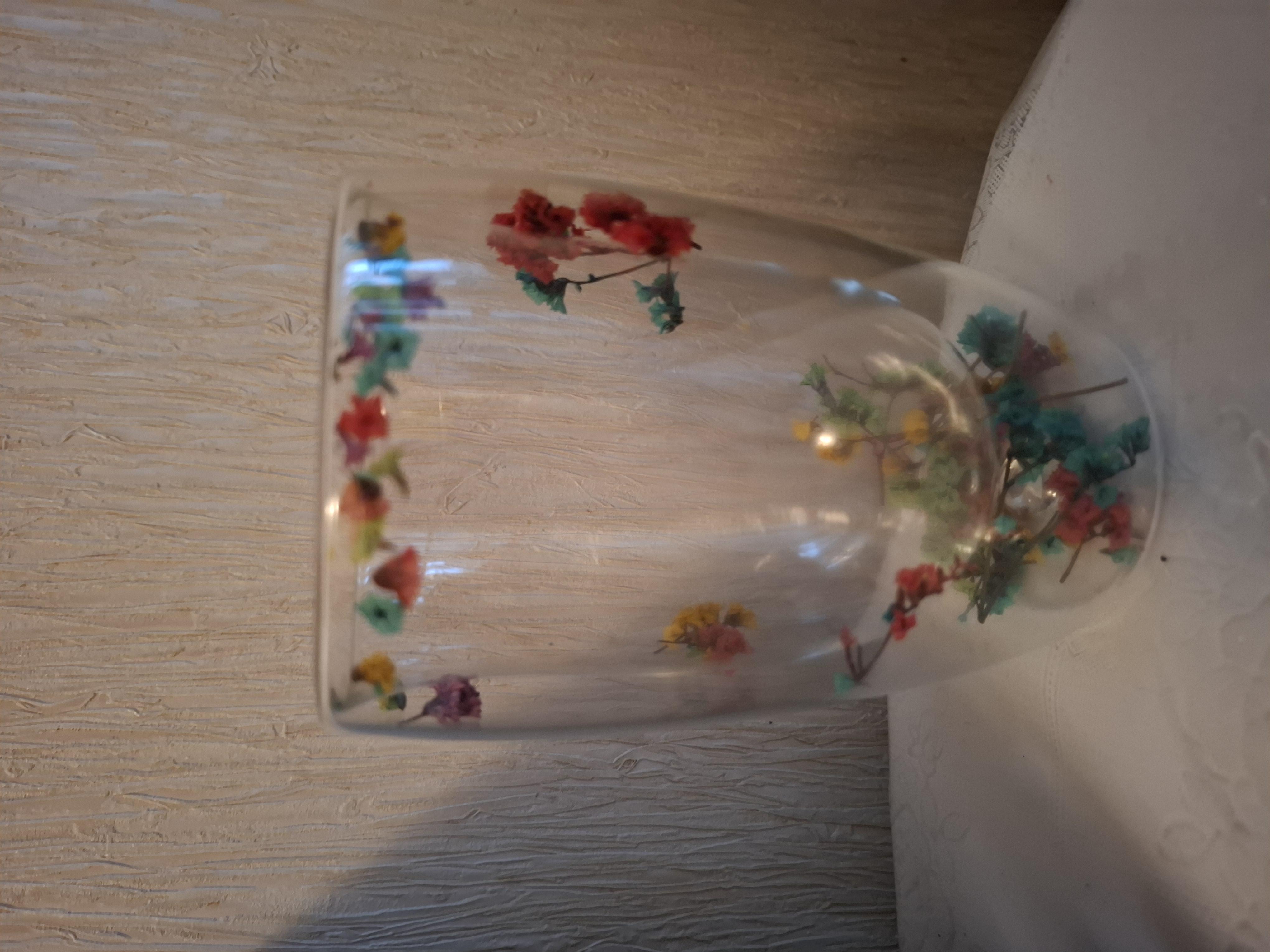 Склянка скляна з подвійними стінками Сухоцвіти 450 мл у реальних умовах використання від покупця Олена.