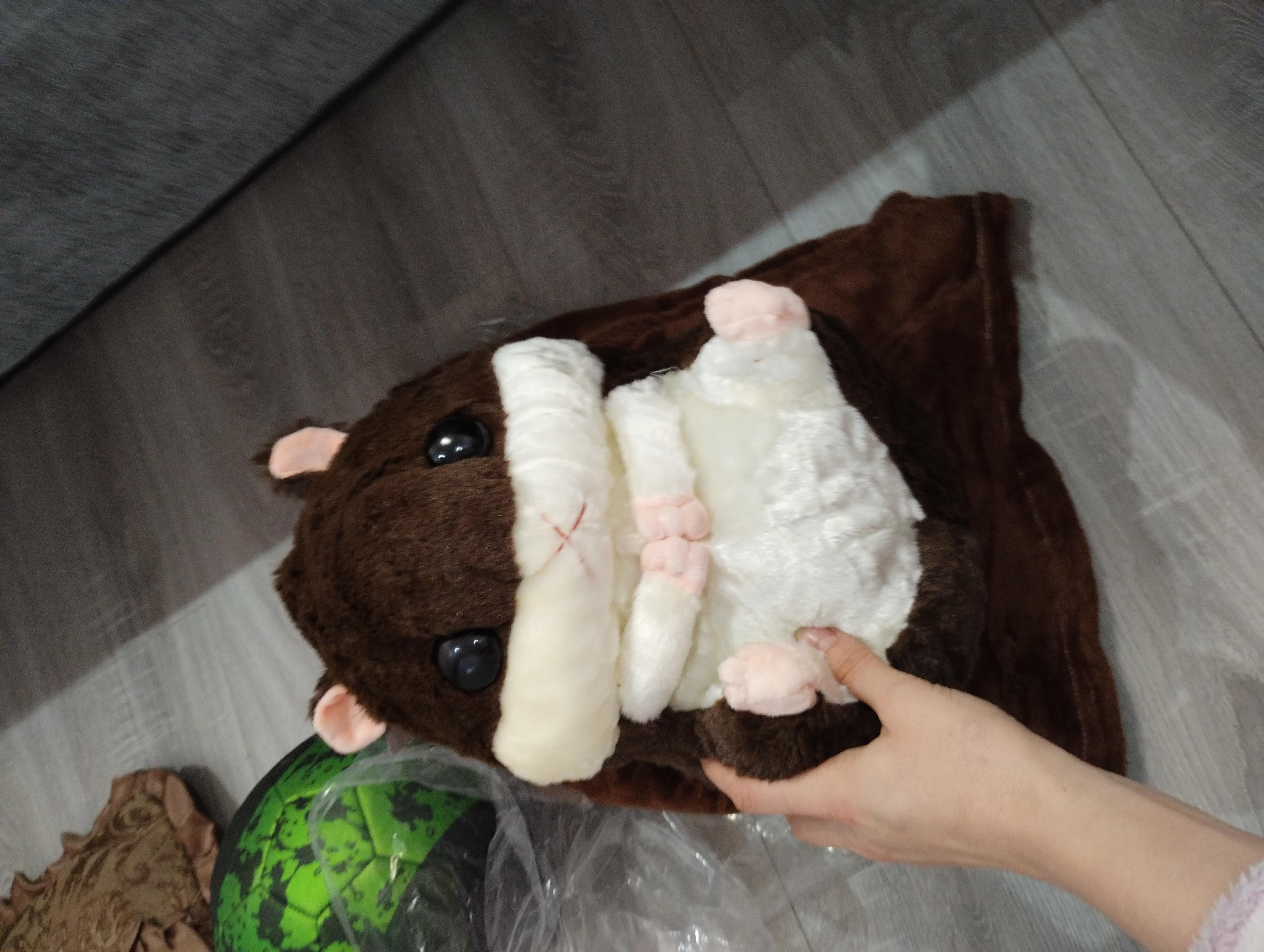 М'яка іграшка Хом'як 38 см і плед 110х160 см Сірий (70328) у реальних умовах використання від покупця Наталія.