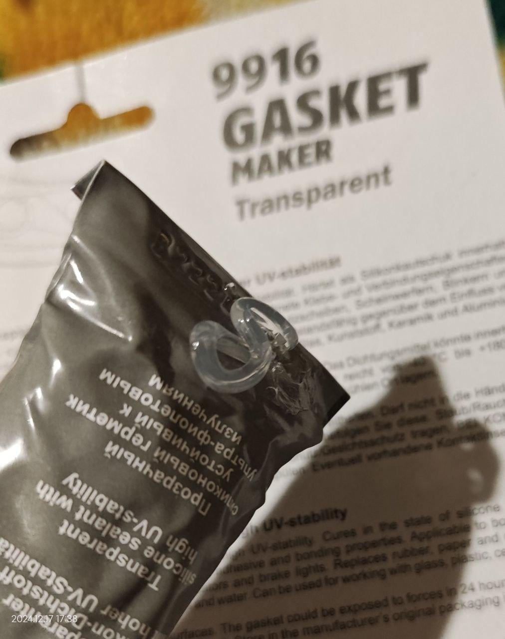 Герметик силиконовый Mannol 9916 Gasket Maker Transparent прозрачный 85 мл 85 г в реальных условиях использования от покупателя Віталій.