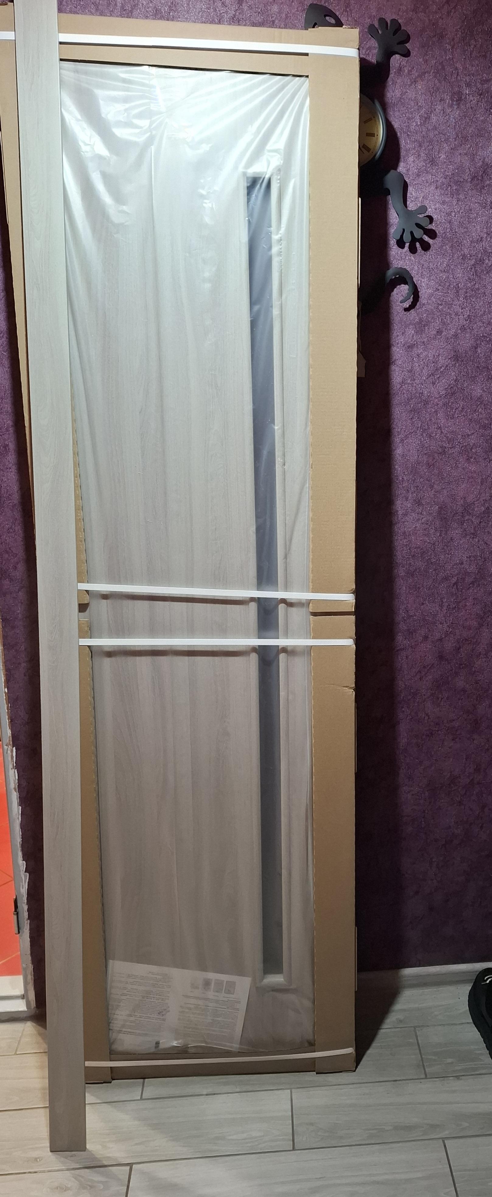 Двері LINE Glass-01 Шимо Пекан екошпон зі склом 2000х800 мм Сатин у реальних умовах використання від покупця Наталія.