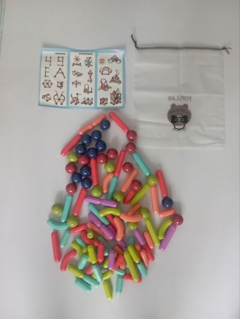 Конструктор 3D Magnetic Sticks детский магнитный из 42 цветных деталей (11187530) в реальных условиях использования от покупателя Поприч Христина.