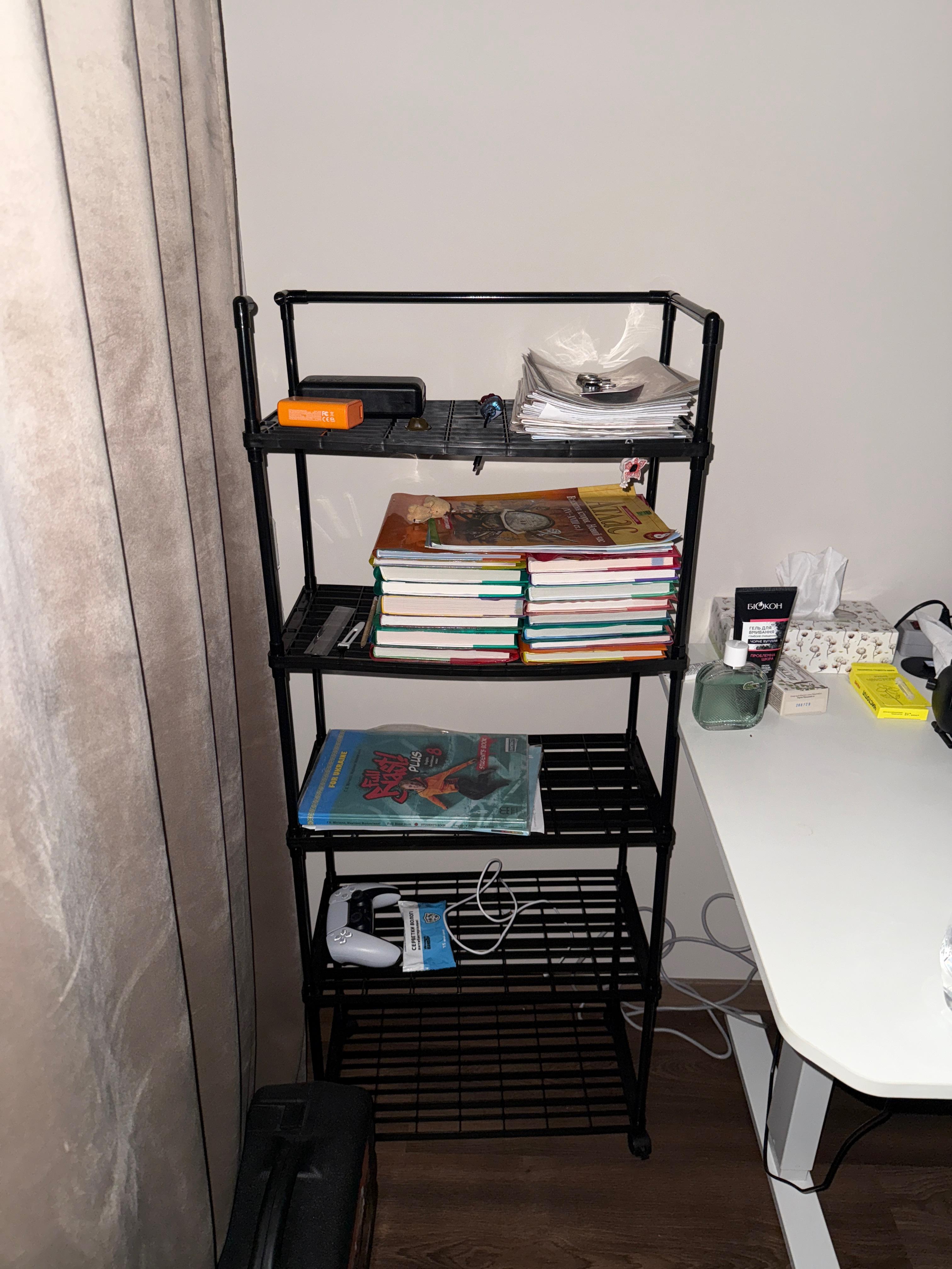 Этажерка-стеллаж для хранения с роликами 5-ярусов 120х50х26 см Черный (9196654310) в реальных условиях использования от пользователя Юлія.