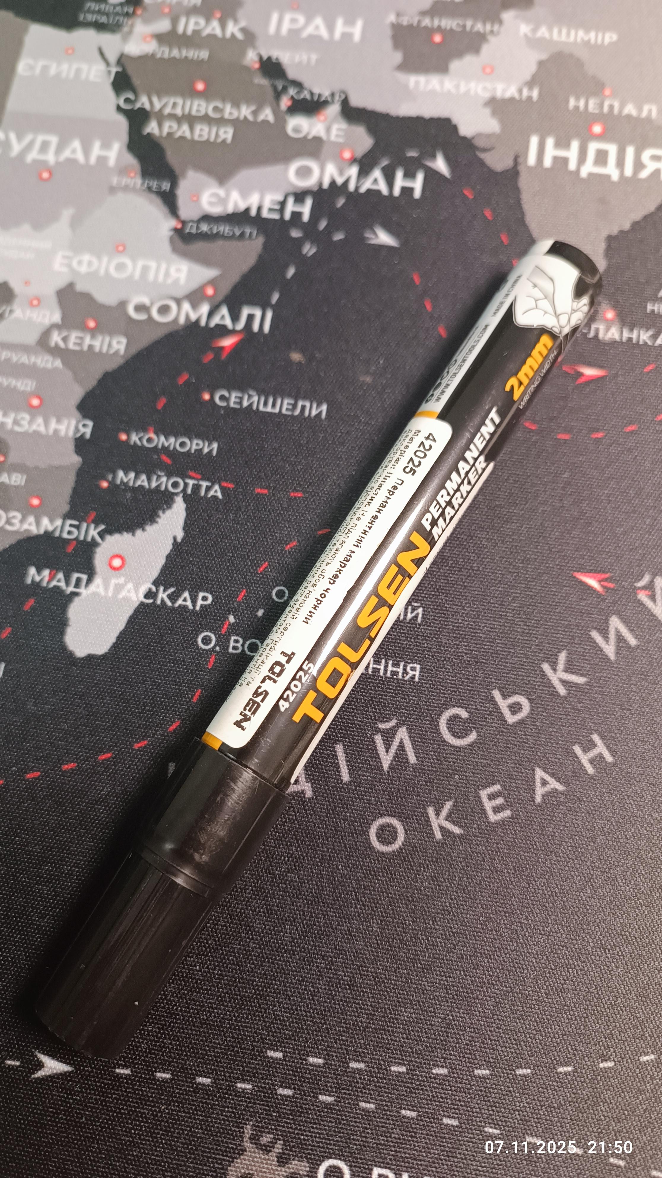 Маркер перманентный черный Tolsen 1 шт. 42025 в реальных условиях использования от покупателя Сергій.