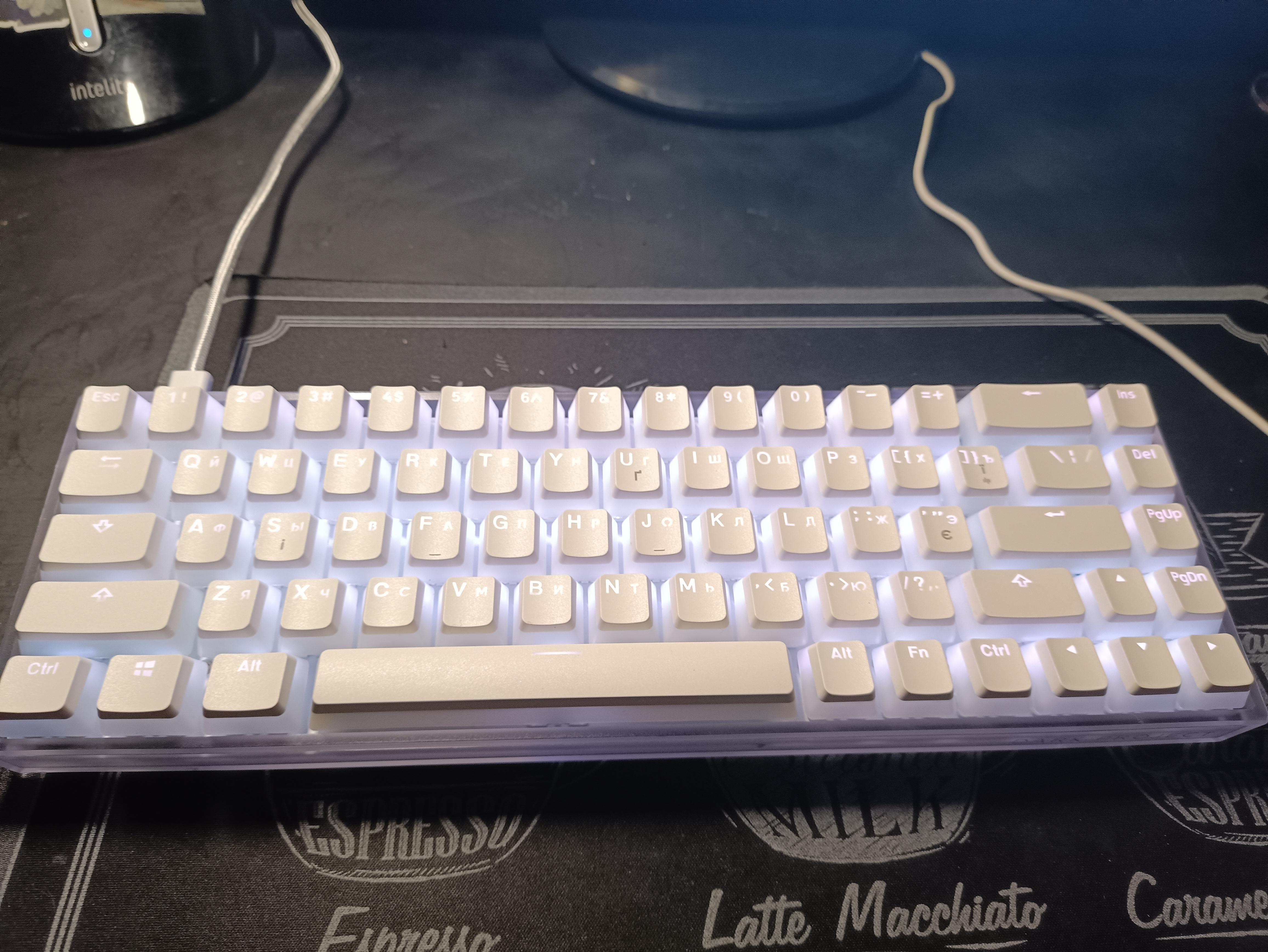 Клавіатура ігрова Dark Project KD87A PBT Optical G3ms Sapphire (DP-KD-87A-105210-GMT) white у реальних умовах використання від користувача Женя.