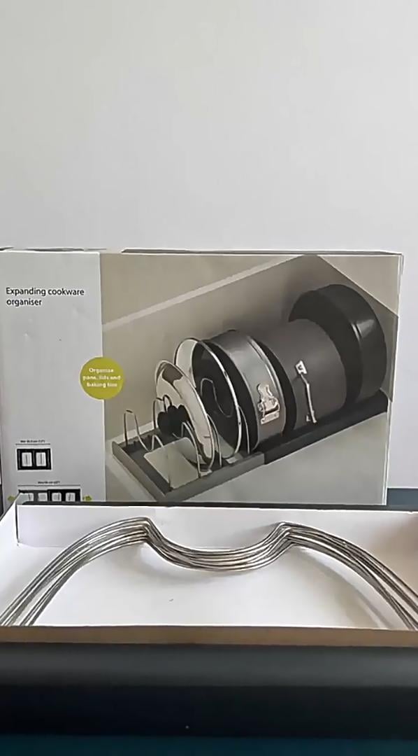Підставка-органайзер кухонна для кришок/мисок/сковорідок/каструль розкладна (17841137) у реальних умовах використання від покупця Марина Чепурна.