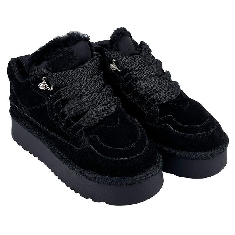 Угги женские замшевые на платформе шнуровка 2073-2-1 23,5-24 см р. 37 Черный