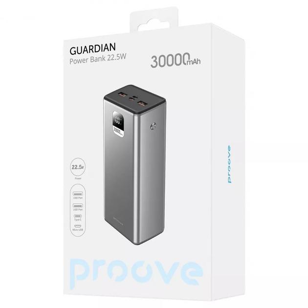 Павербанк із швидкою зарядкою Proove Guardian 30000 mAh 22,5W 3A Grey - фото 3