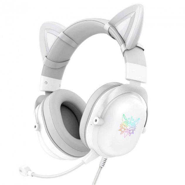 Наушники ONIKUMA Gaming Cat LED X11 накладные с микрофоном и подсветкой Белый