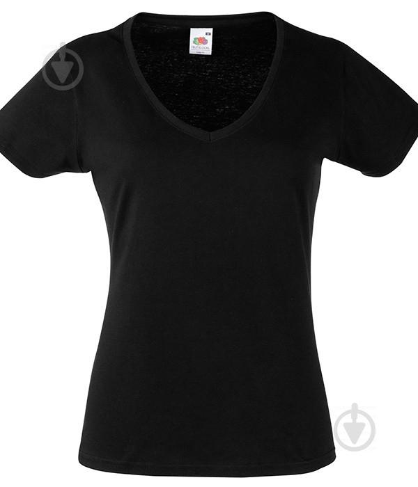 Футболка Fruit of the Loom Lady-fit V-neck XS Черный (061398036XS)